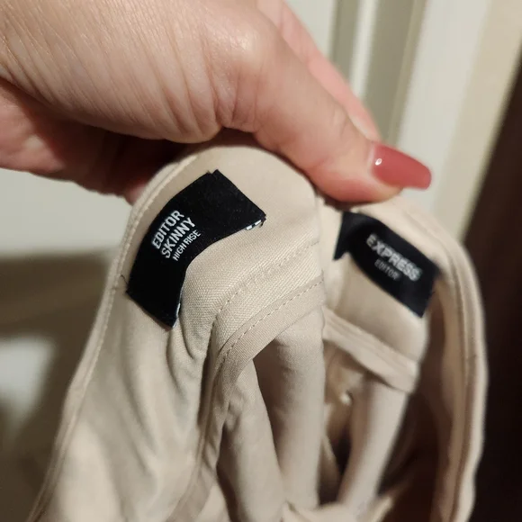 Express Editor High Rise Skinny Cream Pants Business Casual Luxury Minimalist - Picture 5 of 10